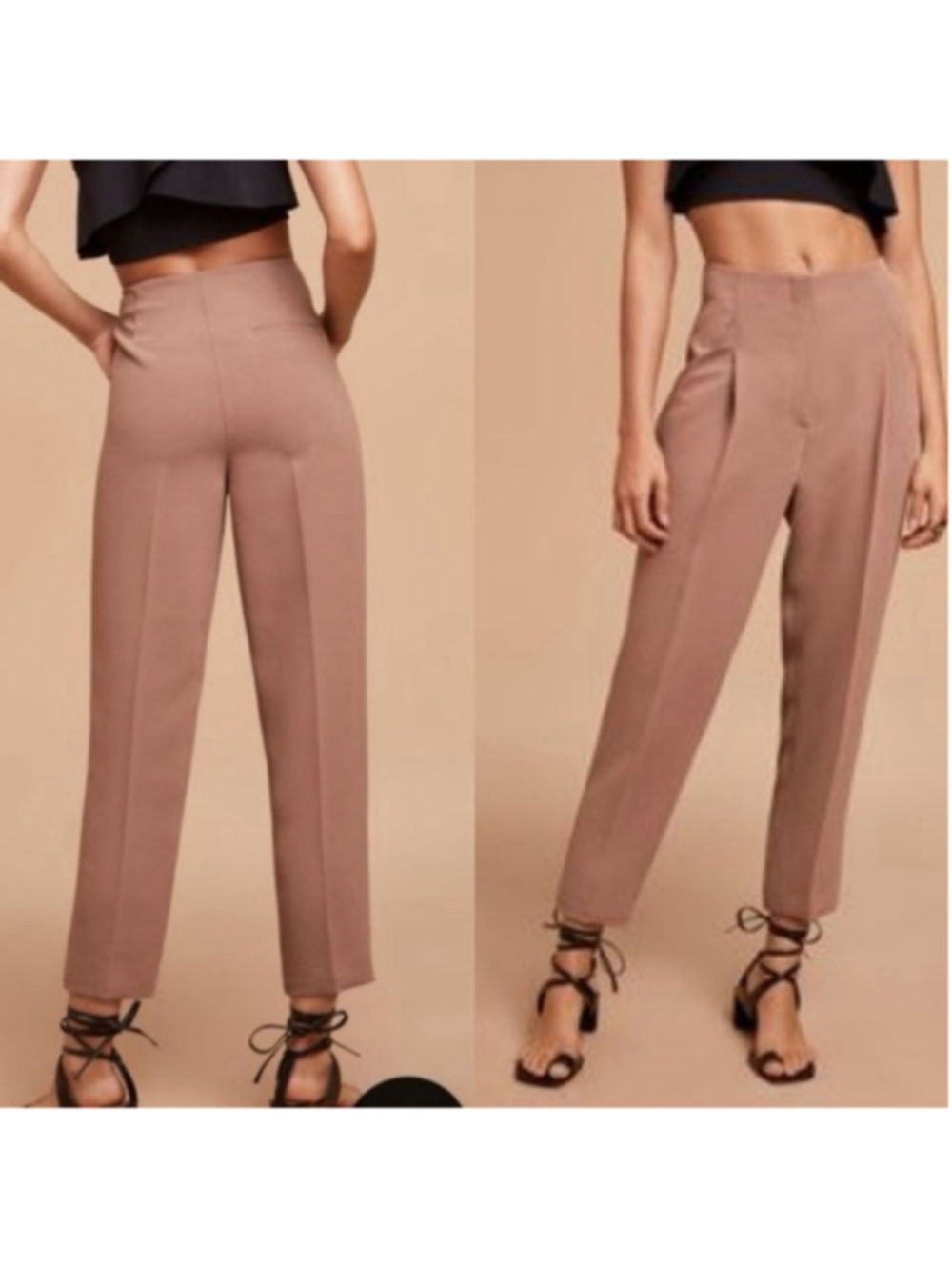 Aritzia Wilfred Chambéry Pant Crepe High Rise Pleated Pants brown sz 0